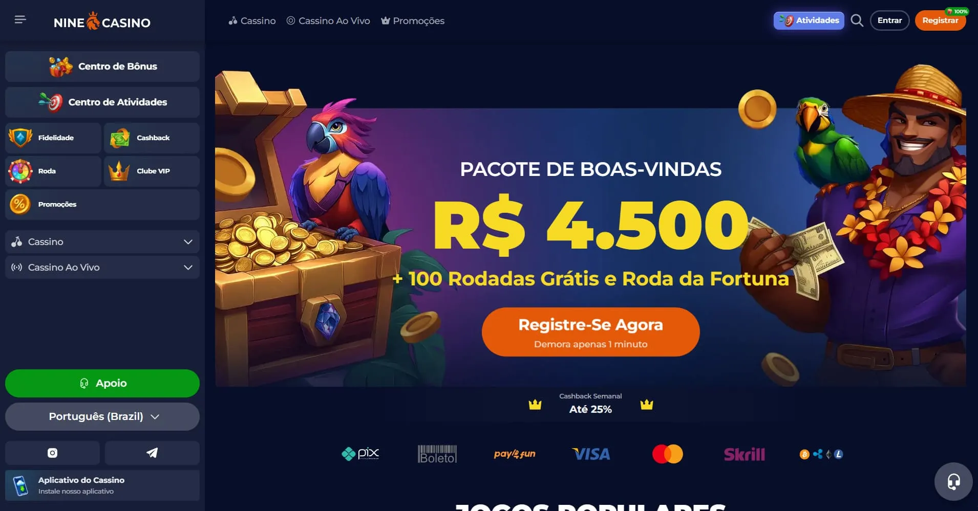 NineCasino com Boleto Bancário